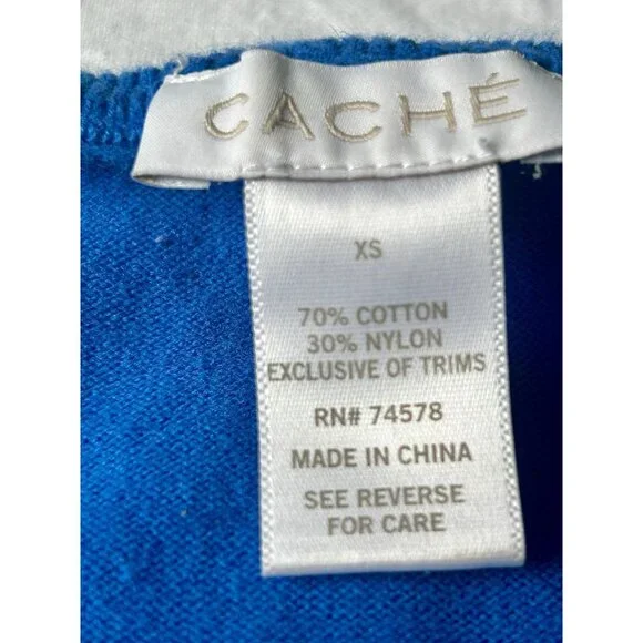 Cache Women’s XS Long Sleeve Sweater Royal Blue Ribbed Gold Zipper Stretch - Picture 4 of 16